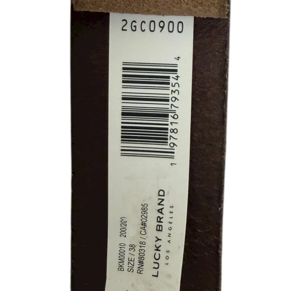 Lucky Brand Men's Size 38 Dark‎ Brown 100% Genuine Leather Perforated Belt NWT